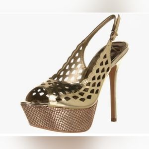 Sam Edelman Gold Myers Slingback Platform Heels